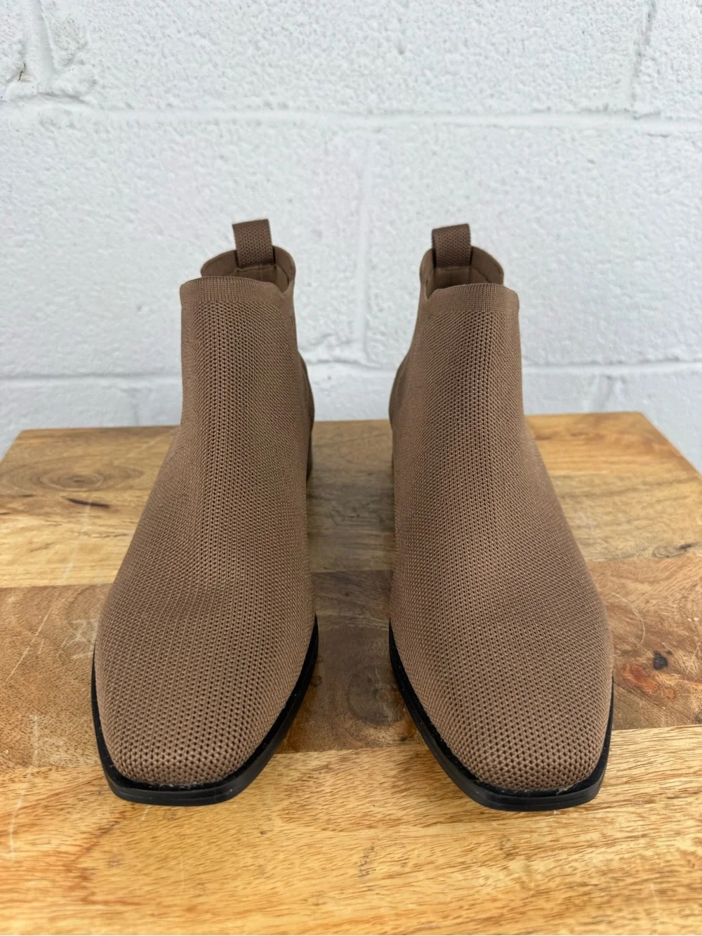 VIVAIA Knit Chelsea Ankle Boots Taupe Brown EU 40.5 US 9.5